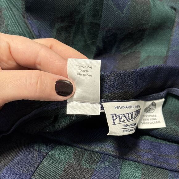 Vtg Pendleton 100% Wool Pleated Skirt 16 Blue Green Tartan Plaid Floral Academia - Picture 13 of 13